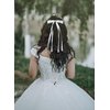 Hair Clips for Women Tassel Ribbon Bowknot With Long Tail, Clip Girl, Solid Accessories Barrettes Claw Bow (White,Pink)
