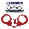 AUYYOSK Toy Metal Handcuffs with Key,Safety Party Supplies Accessory Pretend Play Hand Cuffs for Kids Children (Red)
