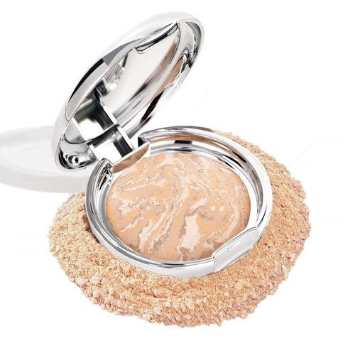 POPCODE Marbleized Baked Foundation Makeup, Balance and Brighten Color Correcting Powder Foundation - Buildable Light to Medium Coverage - Demi-Matte Natural Finish (#002 LIGHT, 0.2 Oz)