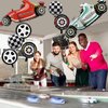 Race Car Balloons, 43 Inch Race Car Birthday Party Decorations, Wheel Tire Foil Balloons, Two Fast Birthday Decorations, Black and White Checkered Balloons, Cars Birthday Party Supplies - Pack of 8