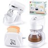 Kitchen Appliances Toys, Kids Play Kitchen Accessories Set, Pretend Kitchen Toys for Kids Ages 4-8, Coffee Maker, Mixer, Toaster with Realistic Lights & Sounds, Gift for Girls Ages 3+
