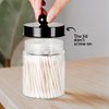 Apothecary Jars Bathroom Vanity Storage Organizer Set -Countertop Canister Plastic Acrylic Jar - Farmhouse Decor Qtip Holder for Cotton Swabs,Makeup Sponges,Flossers,Paper Clips -Black(2)