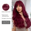 OUFEI Long Wavy Wine Red Wigs for Women Natural Synthetic Hair Heat Resistant Wigs for Daily Party Cosplay Wear-28 Inches
