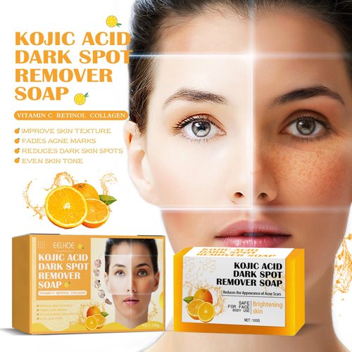 YG LianKai 2PCS Kojic Acid Soap, Lemon Turmeric Kojic Acid Soap, Turmeric Kojic Acid Soap for Dark Spots, Orange Kojic Acid Soap,Dark Spots for Body