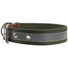 Cotton Web/Leather Reflective Dog Collar 18" Long 3/4" Wide Fits 12"-16" Neck, Basset Hound, Spaniel