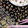 UOTEY 84 PCS 24Styles Gold Halloween Nail Charms, 3D Alloy Spider Skull Hand Halloween Nail Art Charms, Bow Tie Moon Cross Red Nail Gems Charms with Rhinestones DIY Nail Accessories