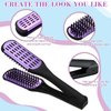 Chengu 2 Pcs Boar Bristles Double Sided Brush and Flat Iron Comb for Hair Straightening and Styling Knotty Unkempt Hair (Black, Purple)