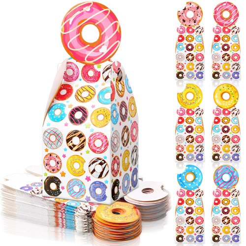 36 Pcs Donut Party Supplies Sweet Doughnut Candy Treat Bags Doughnut Party Favor Box for Donut Theme Two Sweet Party Supplies Decoration for Birthday Party Decorations Supplies