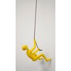 Climbing Man Wall Art for Home Decor with 30” Leather Rope | Polyresin Statues and Sculptures with Hanging Hardware Included for Modern Wall Decor and Motivational Art, Yellow