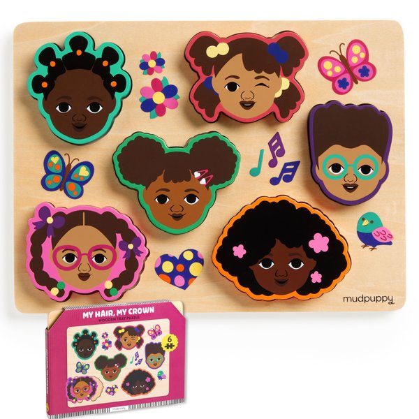 Mudpuppy My Hair, My Crown Wooden Tray Puzzle