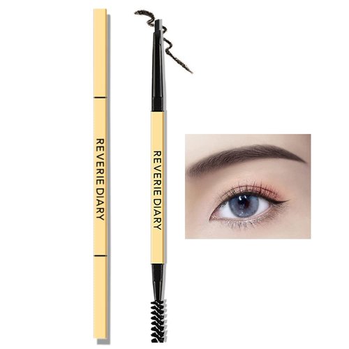 REVERIE DIARY Eyebrow Pencil Waterproof, Eye Brown Tint Kit with Eye Brow Spoolie for All Brows from Dark Brown to Blonde Hair (#5 BLACK)