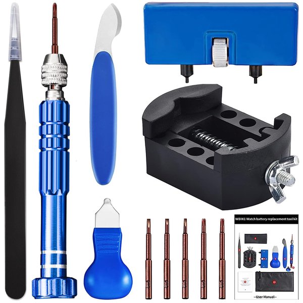 Watch Repair Kit, EasyTime Professional Watch Battery Replacement Tool Kit, Watch Back Remover Tools Includes Watch Case Opener, Watch Back Remover Holder and Tweezers, Easy for Watch Back Removal