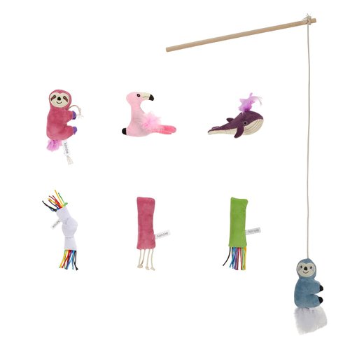 kensie Interactive Sloth/Flamingo/Sloth/Knot, for Indoor Cats Kitten Play Chase Exercise, Kitten Fun Mental Physical Exercise Puzzle Eliminates Boredom, 7 Pcs Cat Teaser Toy Set
