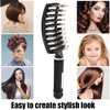 Boar Bristle Detangler Vent Brush Curved Vented Paddle Brush for Blow Drying, Anti-frizz Detangling Brush Styling Hairbrush Comb for Curly Fine Wavy Natural Tangled Hair, Wet or Dry Use