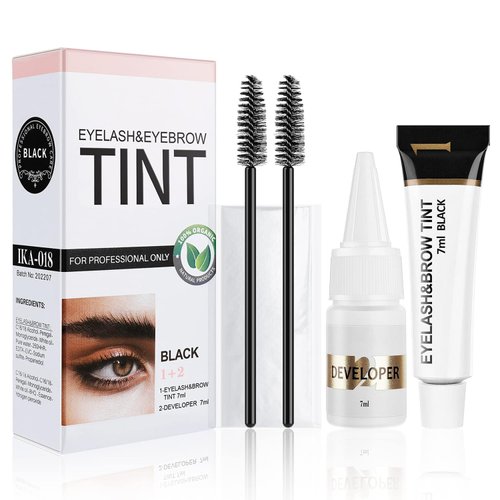 2 in 1 Black Lash & Brow Kit, Instant Eyebrow Makeup Set with Black Bushy Effects, Lasting for 6 Weeks Black Hair Looking for Salon Home Use 7ml (Black)