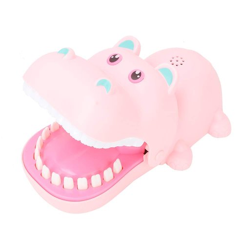Watris Veiyi Cartoon Hippo Mouth Toy with Teeth, Alligator Teeth Game, Hippo Dentist Toy for Playing Training, Gags Joke Toy, Bite Finger Board Game for Kid Parent-Child Activities