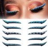 Uranian Eyeliner Stickers Glitter Eyeliner Stickers with Rhinestones Instant Adhesive Eye Line Strip Reusable Eyeshadow Stickers Colorful Eyelid Tape for Party Eye Makeup Tool for Women (Blue)