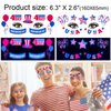 HOWAF 4th of July Glow UV Neon Temporary Tattoos 10 Sheets Independence Day Face Tattoo for USA Patriotic Party Supplies, American Flag Tattoos Stickers Face Art Decoration Red White Blue Tattoos