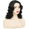 Amnenl Black Finger Wave Wigs for Women Long Curly 1920s Wig Vintage Wigs Lady Synthetic Cosplay Costume Wig