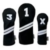 Sunfish Leather Golf Headcover Set 1-3-X Driver Fairway Hybrid Black and White !