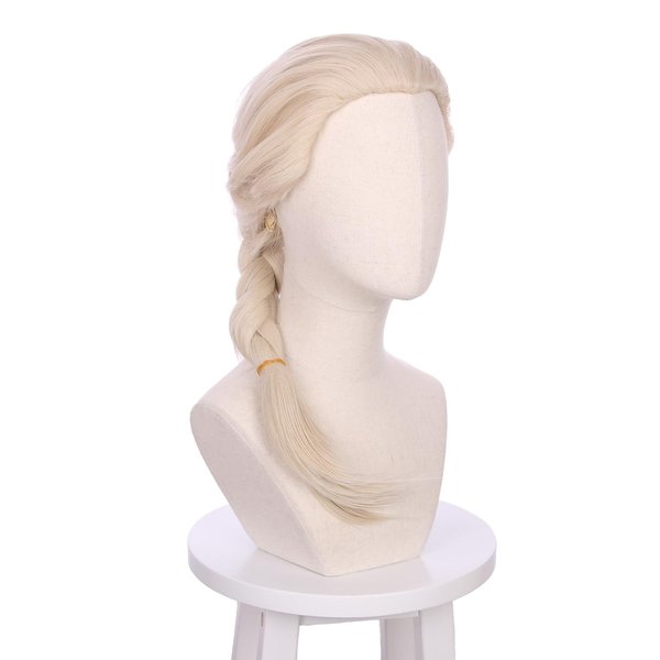 WAVELNM Kids Platinum Wig Child Blonde Braid Wigs Golden Long Braided Wig for Girls Kids Cosplay Wig Synthetic Wigs with Wig Cap
