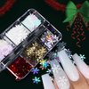 Snowflakes Nail Glitter Sequins 3D Holographic Christmas Nail Flakes Laser Gold Red Snowflakes Nail Sticker Decals for Women DIY Acrylic Nails Decorations Craft 6 Grids