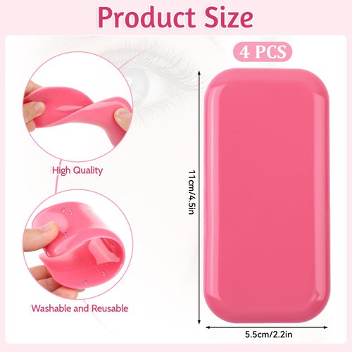 COMNICO 4PCS Silicone Lash Pads Reusable False Eyelash Holder Pallet for Eyelash Extensions Loose Lash Sticky Washable Grafting Gasket Pallet Tools for Women and Lash Extension Supplies Tools