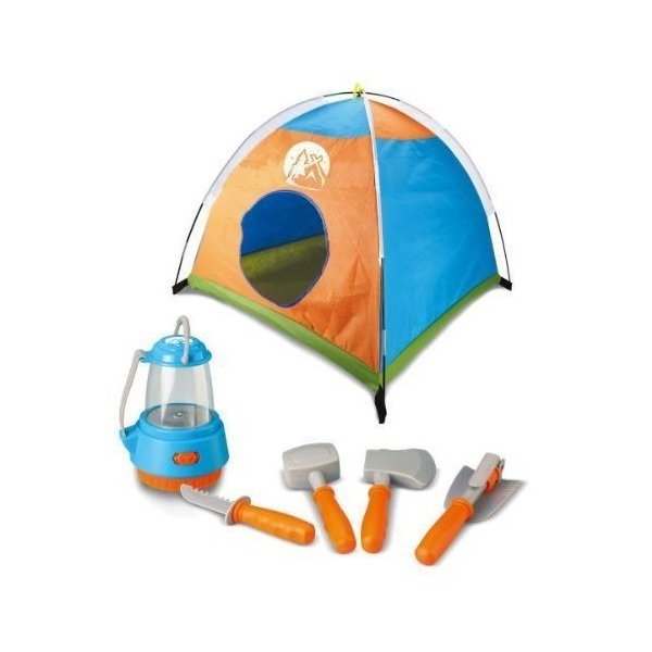 AZ IMPORT & TRADING PS80F Little Explorer Camping Tent & Tools Toy Gear PlaySet with Lantern PS80F