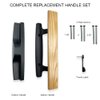 ALLYWASAI Patio Sliding Door Handle Set, Perfect Replacement Mortise Style Wood Handle Set Fits Door Thickness from 1-1/2" to 1-3/4", 3-15/16" Screw Hole Spacing, Non-Keyed, Black