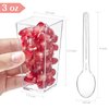 TOFLEN 50 Pack 3 oz Mini Dessert Cups with Spoons, Square Tall Clear Plastic Dessert Shooters Party Serving Tumbler Cups for Parfait Puddings Appetizers & Dessert Shot Glasses