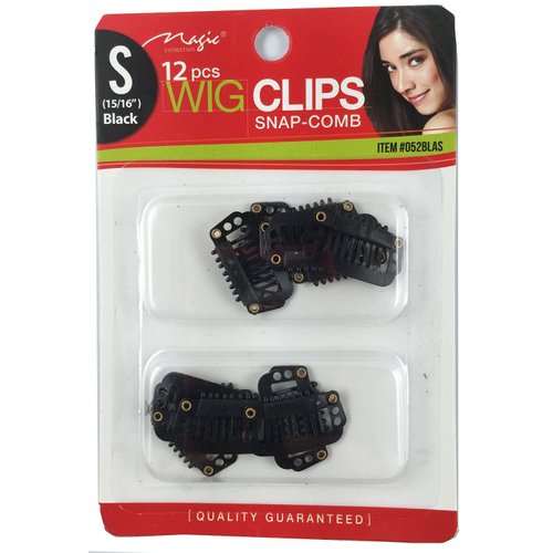 12 pcs Wig Clips Snap Comb 15/16&quot; Small (Black)