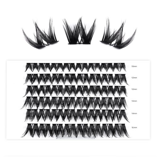 LANKIZ Individual Lashes, C Curl Lash Clusters for DIY Lash Extension, 10-16mm Mega Lashes That Look Like Extensions, Wide Stem Cluster Lashes Volume Lash Extension at Home