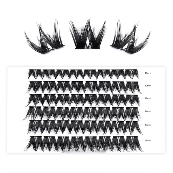 LANKIZ Individual Lashes, C Curl Lash Clusters for DIY Lash Extension, 10-16mm Mega Lashes That Look Like Extensions, Wide Stem Cluster Lashes Volume Lash Extension at Home