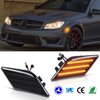 POPMOTORZ Full LED Front Bumper Side Marker Light Assembly, Amber Blinker Signal Lamp Kit Compatible With 2008-2011 Mercedes W204 C250 C300 C350 & 2008-2013 C63 AMG Driver & Passenger Side-Smoked Lens