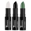 Go Ho 3 PCS Makeup Clown White Black Cream-Blendable Sticks,Waterproof Green Face Body Paint Professional SFX Makeup,Safe Facepaint Nose&Lip Smacking for Festival or Stage Makeup(White+Black+Green)