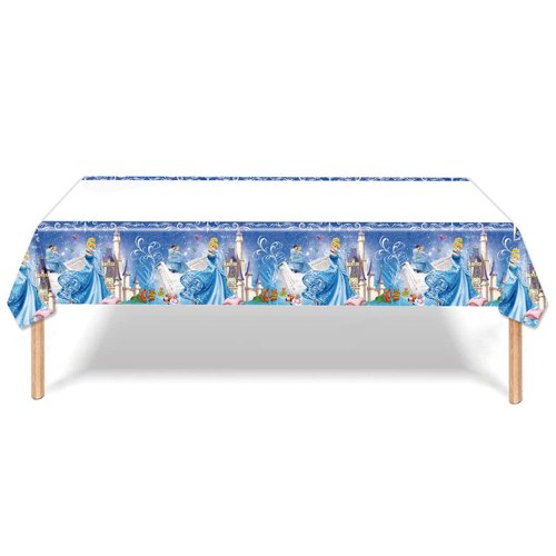 Omto 2pcs Cinderella Tablecloth Disposable Tablecover Birthday Party Supplies and Decorations for Kid Boy Baby Shower Rectangle Tables 70"X42",2 Pack
