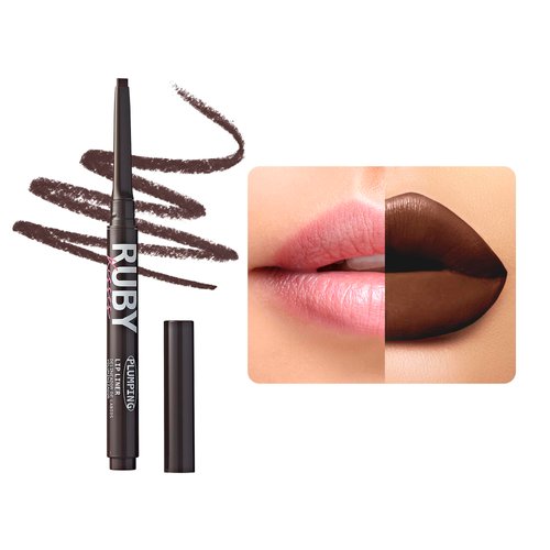 Ruby Kisses Plumping Effect Lip Liner, Semi Matte, Smudge Proof, High Pigment, Medium to Full Coverage Makeup, Precise Tip, Bold Color Lip Plumper