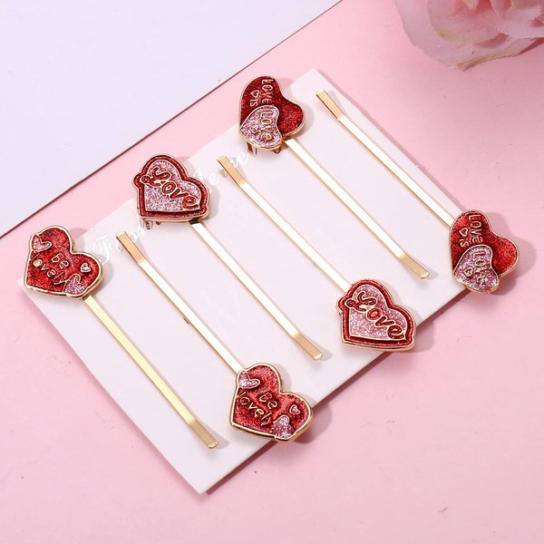 Valentine’s Day Heart Hairpins for Women Enamel Glitter Rhinestone Heart Hair Clips Sweet Love Heart Hair Barrettes Bridal Party Styling Hair Accessory (Glitter 2)