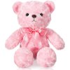 Foilswirl 16 Inches Girl's First Bear Plush Stuffed Animal Bear Soft Cute Bear with Bow Plush Toys for Girl Girlfriend Baby Shower Birthday Gifts Valentine's Day Gifts(Pink)