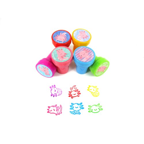 TINYMILLS 24 Pcs Axolotl Stampers for Kids Birthday Party Favors Bag Stuffers Pinata Fillers Classroom Rewards Carnival Prizes Gifts