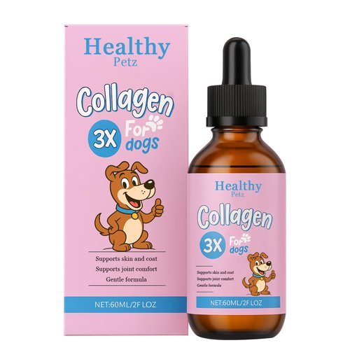 Healthy Petz Liquid Collagen for Dogs, Daily Collagen for Dogs with ThreeCollagen Types & VC, Support Healthy Joint Supplement, Coat, Gut & Overall Vitality, 60ml/2FL OZ