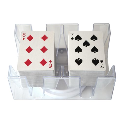 DNB Revolving Playing Card Tray - 6 Deck Plastic Rotating Canasta Card Holder