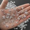 50pcs 3D Alloy Bow Nail Charms Butterfly Nail Art Charms Random Silver Nail Charms Cute Bow Charms for Nails Design Luxury Nail Rhinestones Metal Bowknot Butterfly Nail Jewels for Nail Art Supplies