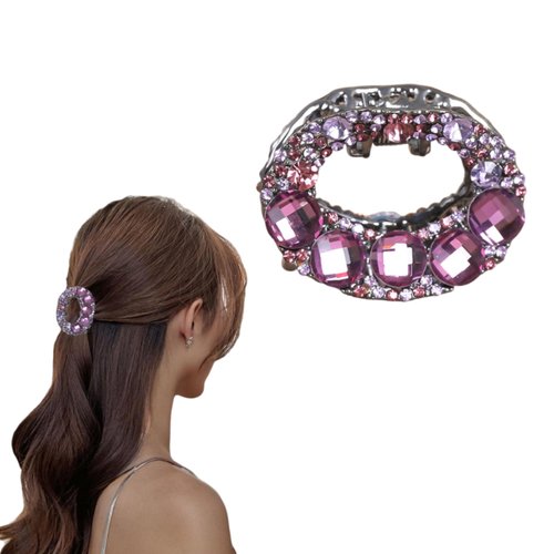 Purple Rhinestone Hair Clips Women Girls Bling Crystal Hair Clips for Fine Hair Fancy Small Metal Claw Clips for Thick Hair Vintage Accessories