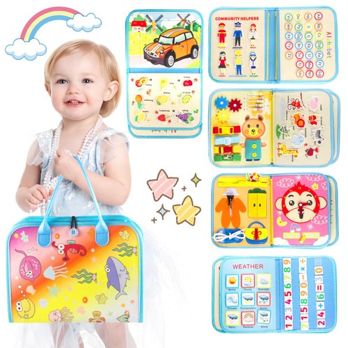 ONTODEX Busy Board for Toddlers, Montessori Busy Board for Kids, Baby Toys for Ages 1-3 2-4 Boy and Girl, Educational Learning Toys, Kids Board Games, Engaging Activities Busy Book