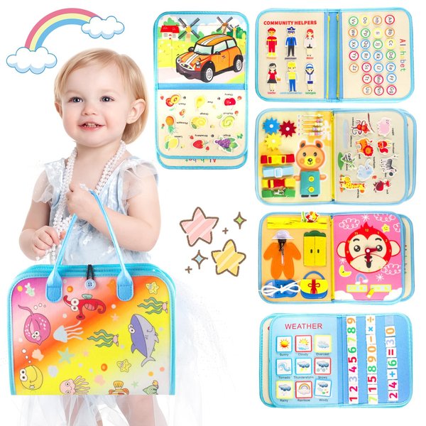 ONTODEX Busy Board for Toddlers, Montessori Busy Board for Kids, Baby Toys for Ages 1-3 2-4 Boy and Girl, Educational Learning Toys, Kids Board Games, Engaging Activities Busy Book