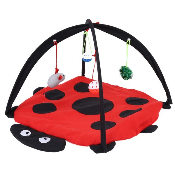 Interactive Cat Activity Toys, Foldable Cat Activity Play Mat Tent Kitten Amusement Park Pet Play Bed Hammock Multifunction Pet Bed with Hanging Toy Balls