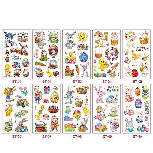 Easter Temporary Tattoos for Kids， Easter themed temporary tattoo stickers，easter basket stuffers，Easter atmosphere decoration 88Pcs