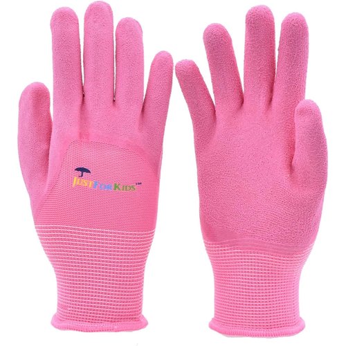 G & F Products 2040-2P JustForKids Premium MicroFoam Texture Coated Kids Garden Gloves, Kids Work Gloves, Pink, 1 Pair