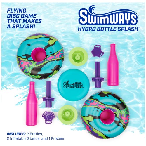 SwimWays Hydro Bottle Splash, Pool Toys for Kids and Adults, Throwing Disc Swimming Pool Game, Outdoor Toys for Kids Aged 5 & Up